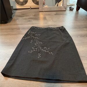 Ann Taylor Charcoal Embroidered Pencil Skirt